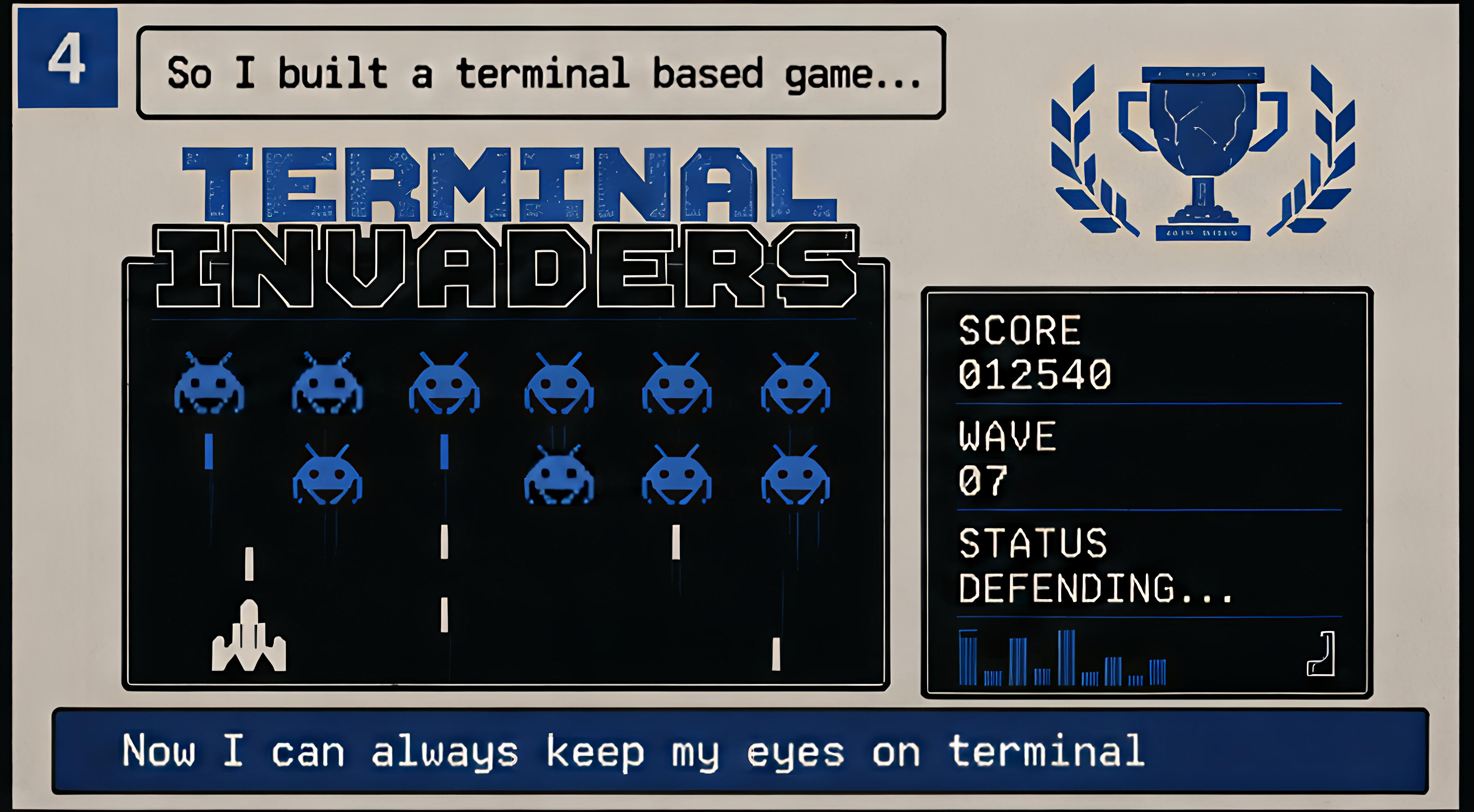 Panel 4 — So I built a terminal based game